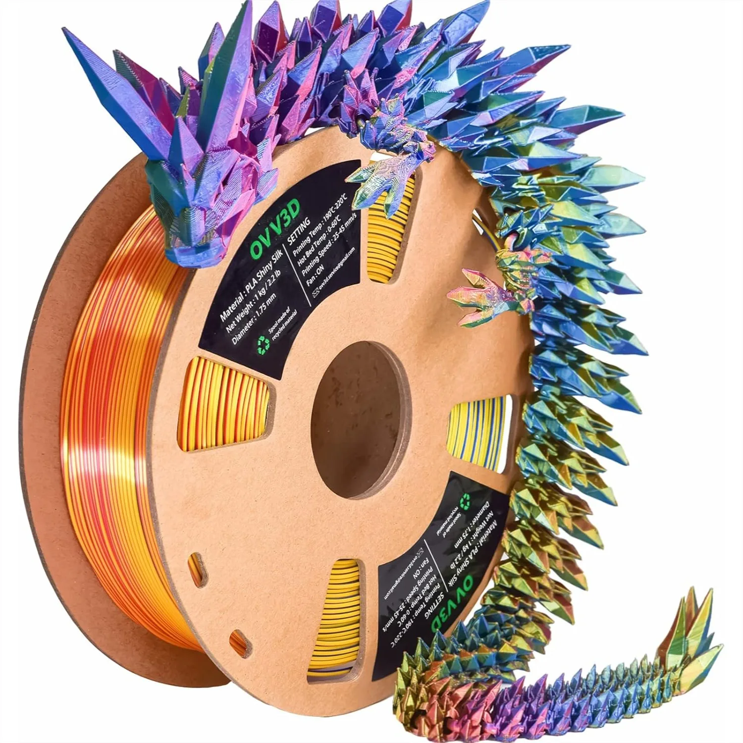 

Трехцветная шелковая PLA-нить 1,75 мм, радужная соэкструдированная PLA-нить для 3D-принтера, гладкая глянцевая поверхность, катушка 1 кг
