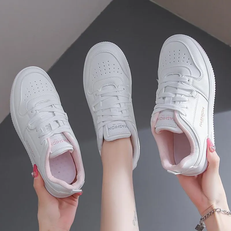 

Fashion Shoes Women's Vulcanize Shoes 2023 New in Casual Classic Solid Color PU Leather Shoes Woman Casual White Shoes Sneakers