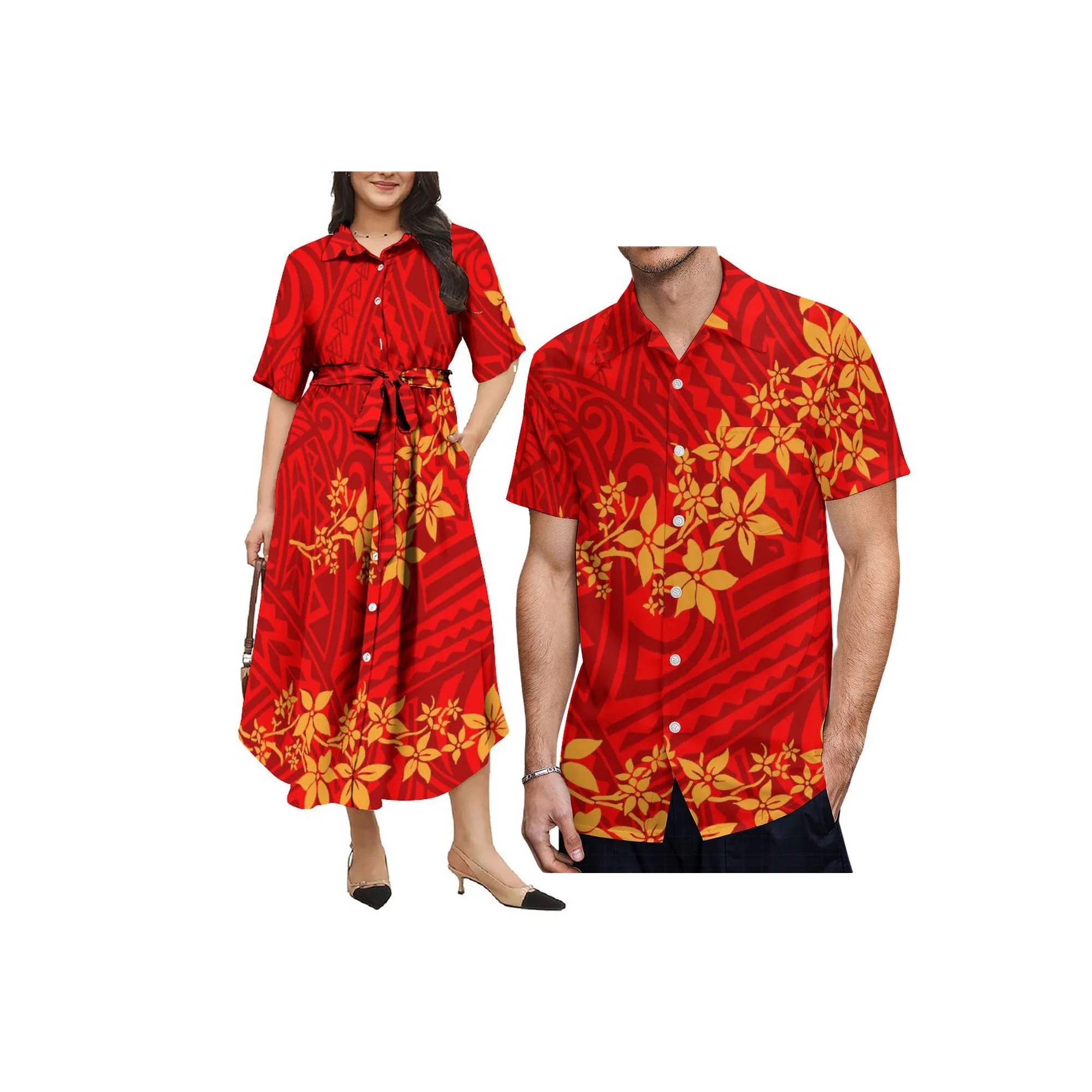 1 MOQ Wholesale Custom Fiji Polynesian Tribal Design Big Size Dress Ladies Sashes Summer Casual Evening Samoan Dress