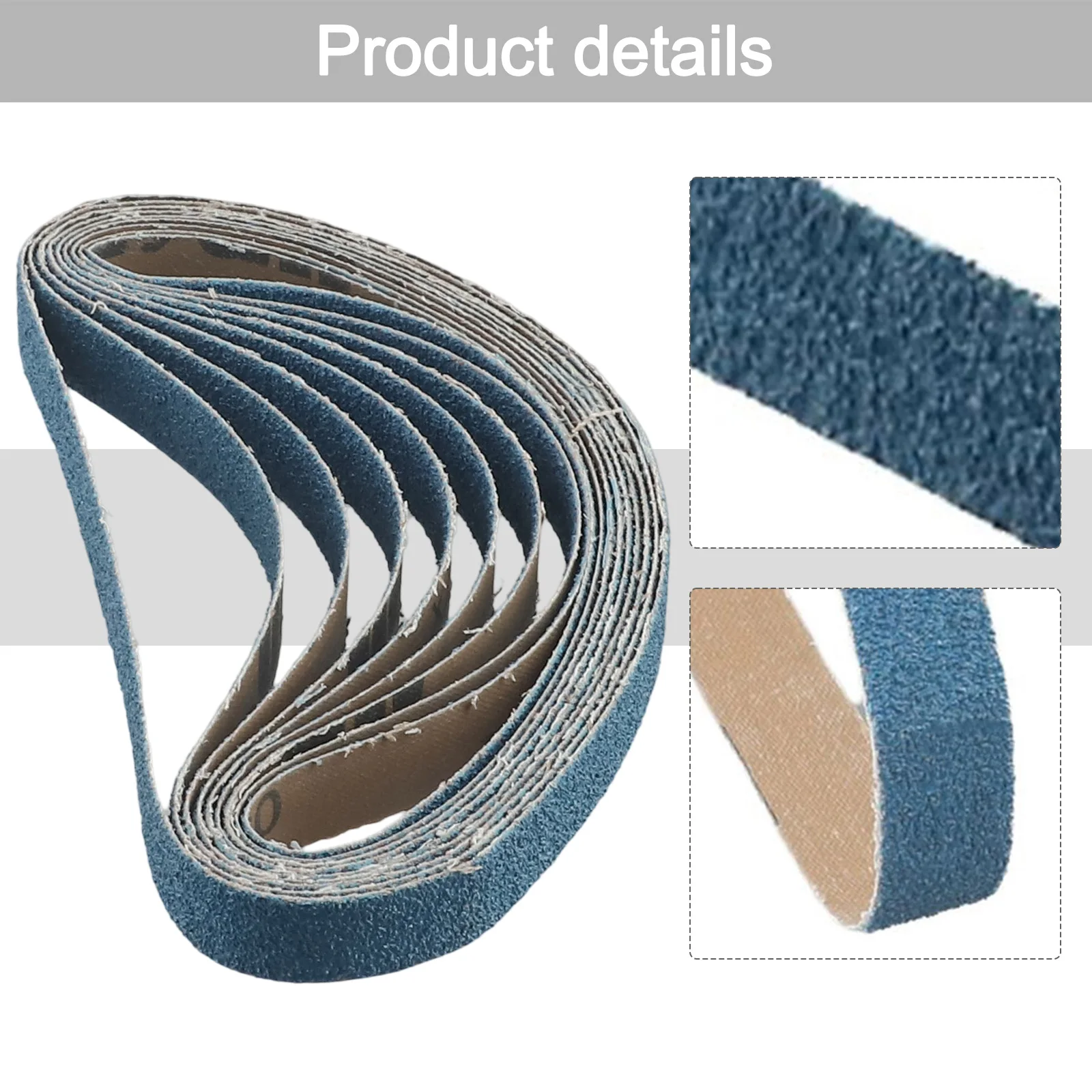 Zirconia Sander File Sanding Belts Set of 10 Sizes 20mm x 520mm for Efficient Grinding of Metal and Wood Surfaces