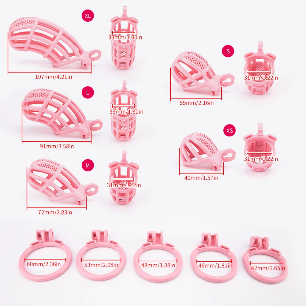 Honeycomb Pink Cock Cage Male Chastity Device Cage Penis Restraint Lock With 4 Base Rings Husband Loyalty BDSM Sex Toys For Men