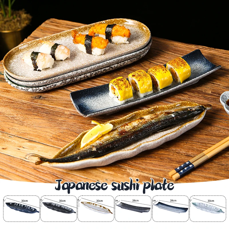 

Japanese Cuisine Sashimi Cutlery Ceramic Cold Dish Saury Sushi Serving Plate Eel Sashimi Platter Dessert Plate Snack Tray