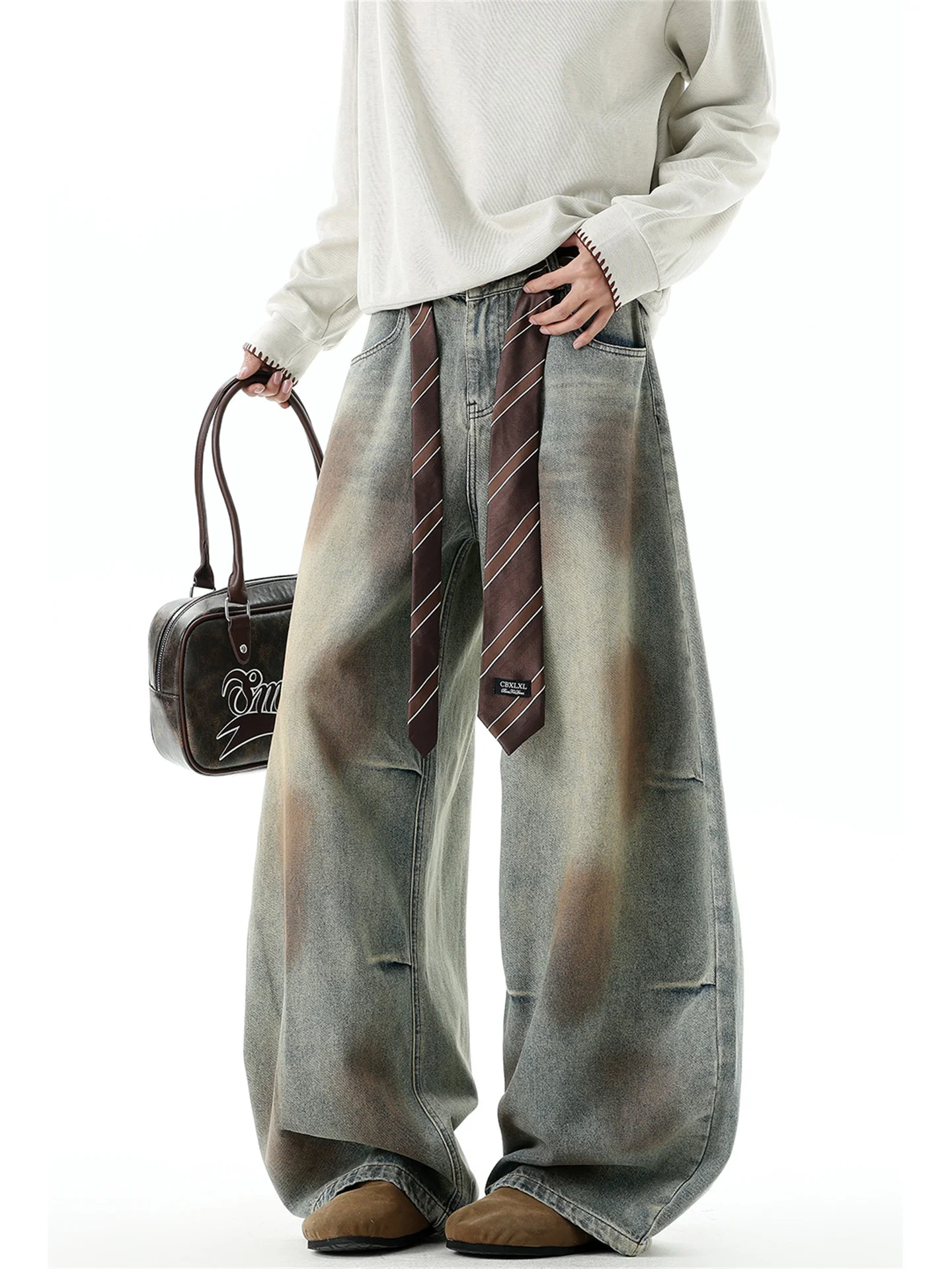 

Waed Distred Men's High Street Hip Hop Knife Jeans Casual Straight Leg Trousers Youth Faion Autumn Season
