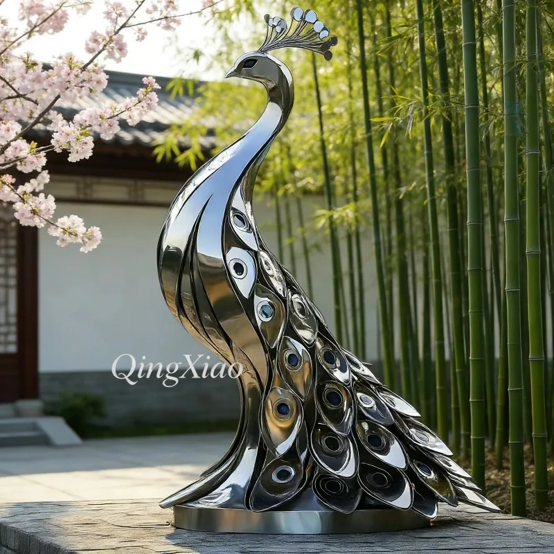 Mirror Polished Stainless Steel Swan Sculpture Custom Modern Decor For Outdoor Public Garden Park Square Waterside Landscape