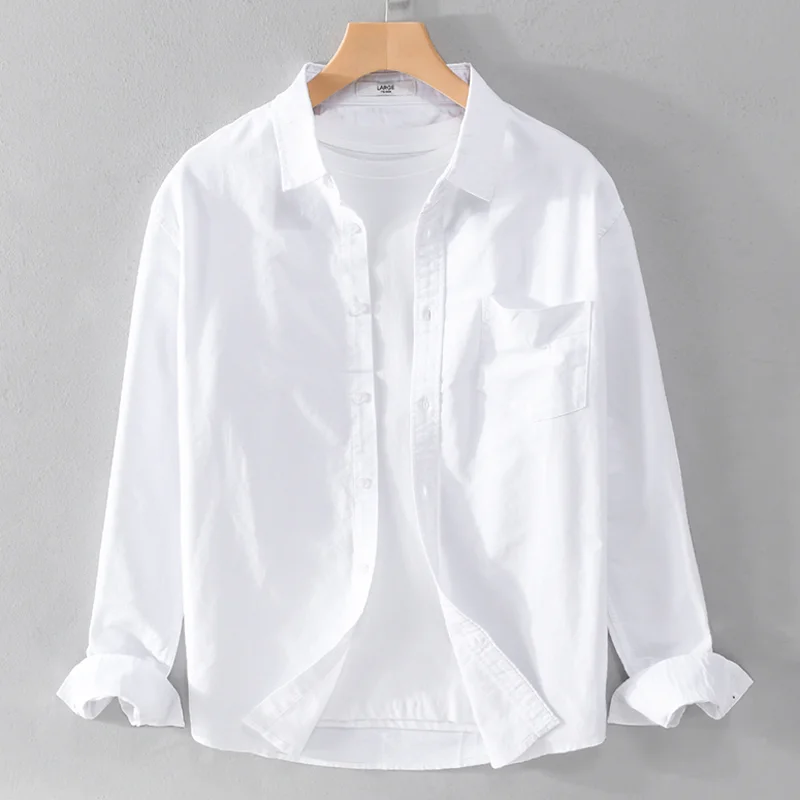 Men's Casual Work Shirt Jacket Spring Autumn Wear Resistant Dirt Proof Sun Protection Loose Fit Long Sleeve Button up