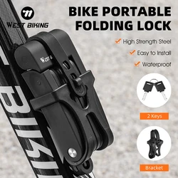 WEST BIKING Mini Bike Folding Lock Portable Anti-Theft High Security Lock Scooter E-Bike Motorcycle MTB Road Bicycle Accessories