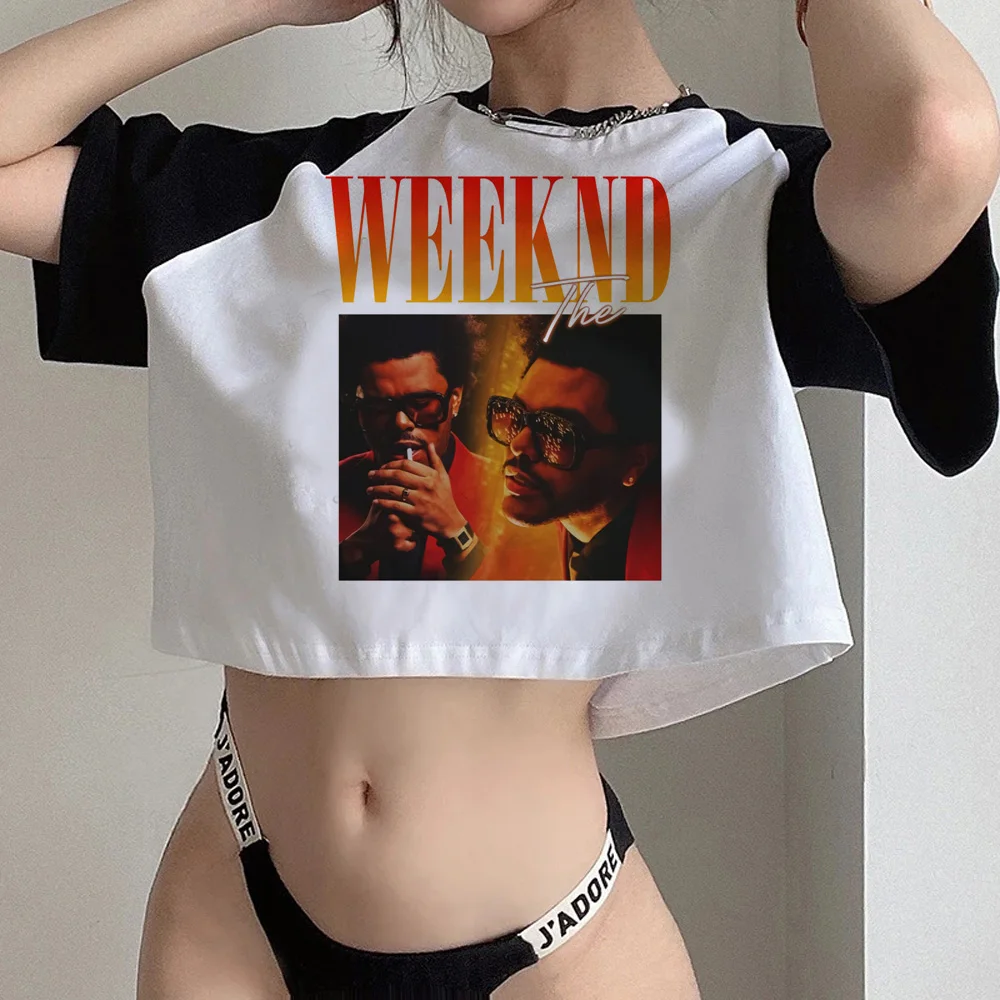 the Weeknd 2000s trashy korean fashion crop top Woman cute cyber y2k Kawaii gothic  tshirt