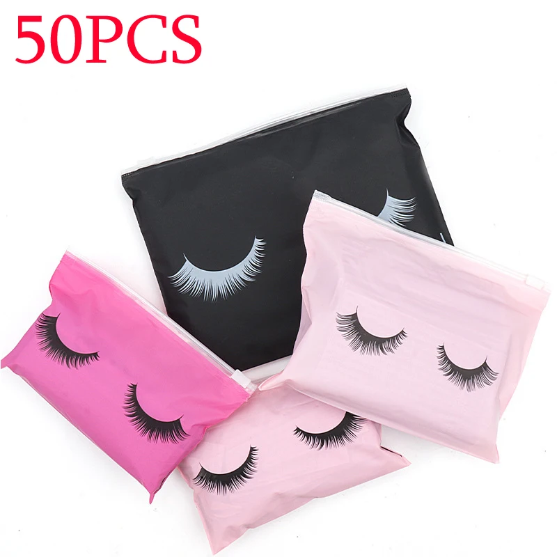 

50Pcs Eyelash Cosmetic Pouches Empty Aftercare Bags Eyelash Makeup Bag with Zipper Lash Extension Supplies Accessories Toiletry