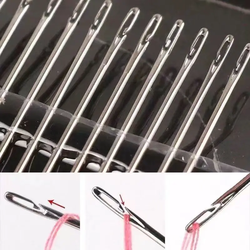 30pcs Hand Sewing Needles Without Threading Side Opening Stainless Steel Darning Sewing Household Sewing Needle Thread Storage