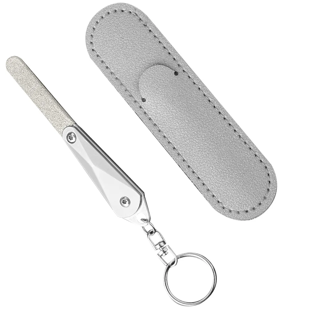 스테인리스 스틸 네일 파일 양면 금속 네일 트리머 보호 케이스 휴대용 매니큐어 페디큐어 살롱 도구