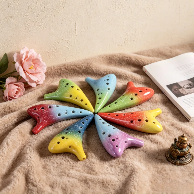 Ocarina Profesional de 12 Orificios en Clave de Do Alto, Ocarinas de Cerámica para Principiantes, Ocarina Portátil para Práctica, Instrumentos Musicales Raros
