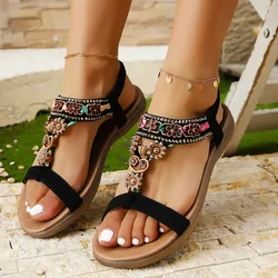 Gladiator Color Platform Sandals Large Size 35-42 Women Shoes 2025 New Bohemia Casual Hemp Beach Shoes Women Slippers Flip Flops