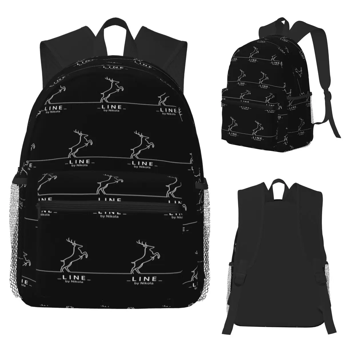 

Minimalist One Line Deer With Logo LINE By Nikola Student Backpack School Bag Hiking Travel Daypack Bookbag Shoulder Bags