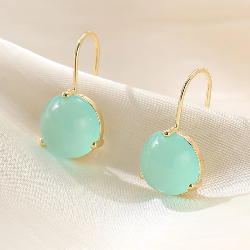 Exquisite Ball Shape Long Earrings Simulation Green Jade Shell Beads Drop Earrings Elegant Temperament Ear Jewelry