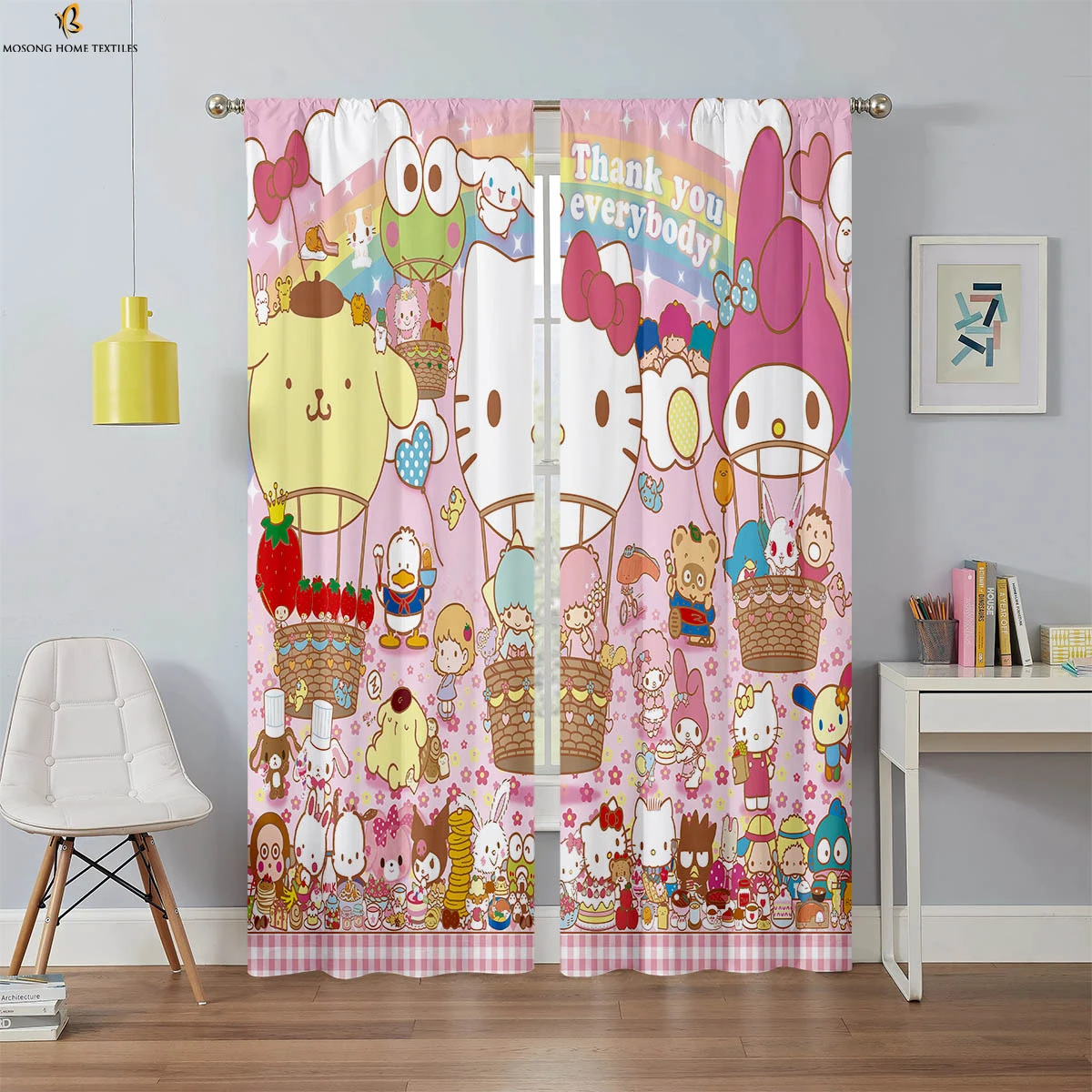 2 Pieces Of Animation Cartoon Cute Printed Curtains For Living Room Study Room Children's Room Window Decoration Curtains