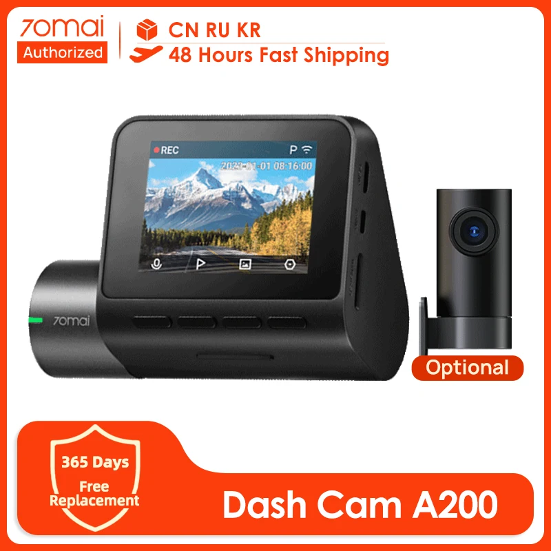 70mai Dash Cam A200 Gobal Dual-channel Record 1080P HDR 2'' IPS Screen 24H Parking Monitor 70mai Car DVR A200 WIFI APP 130° FOV