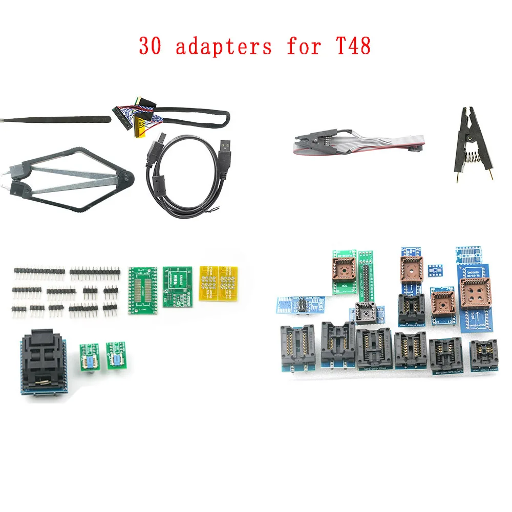 Original XGECU Adapters for T48 (TL866-3G) Programmer Full Kit + 39 Sockets SOP8/SOP16/PLCC Extracteur/PLCC32/PLCC44/PLCC20