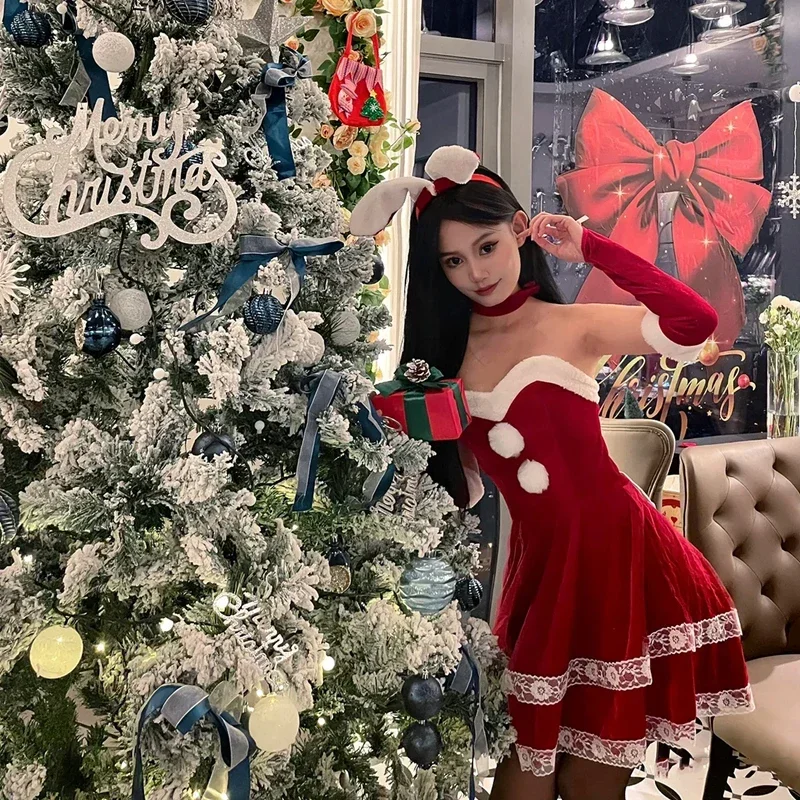sexy christmas dress Kawaii Red Velvet Christmas Eve Cosplay Santa Dress – Kawaii Babe