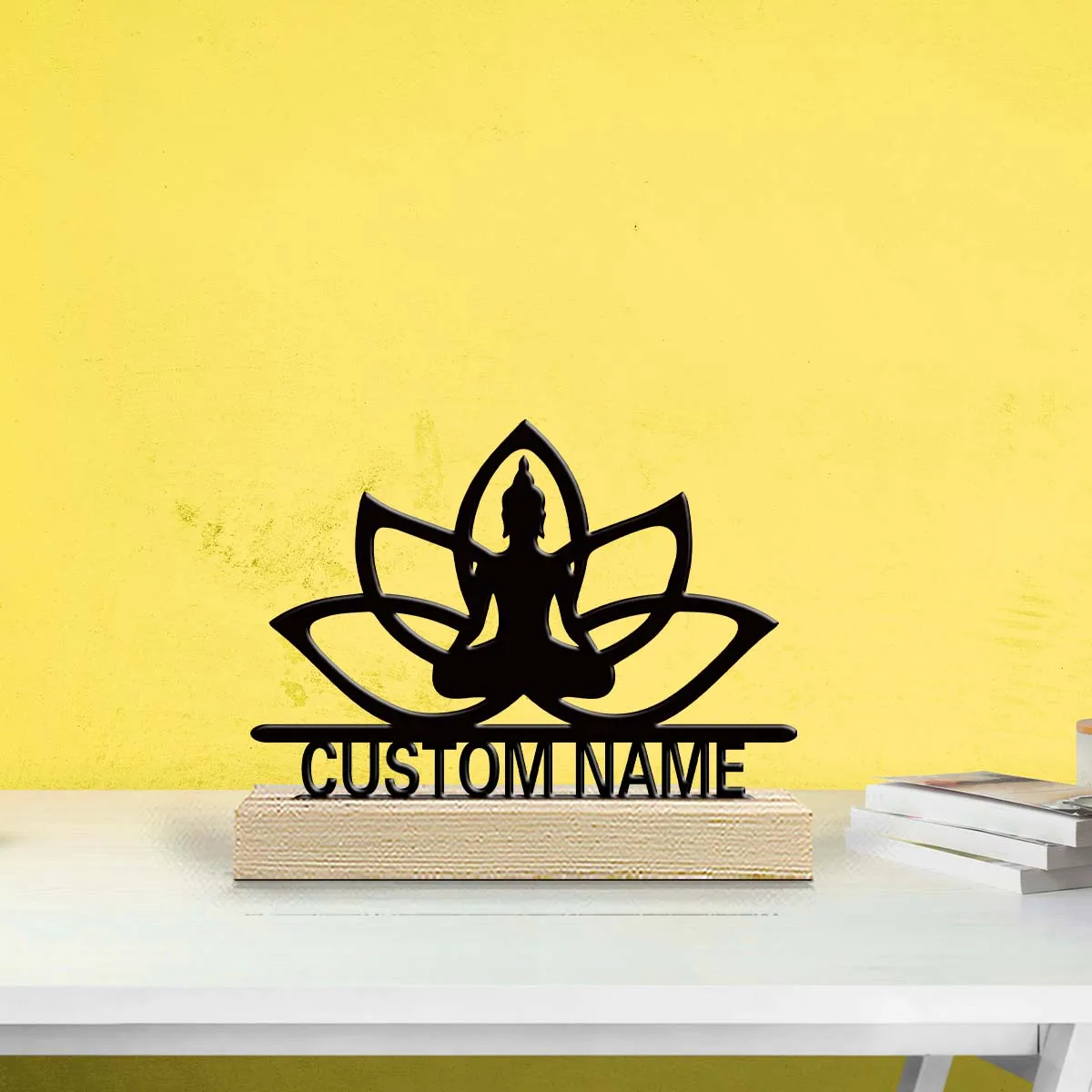 1pc Personalized Retro Iron Statue Decoration Customizable Content With Wooden Base Holiday Gifts for Family and Friends