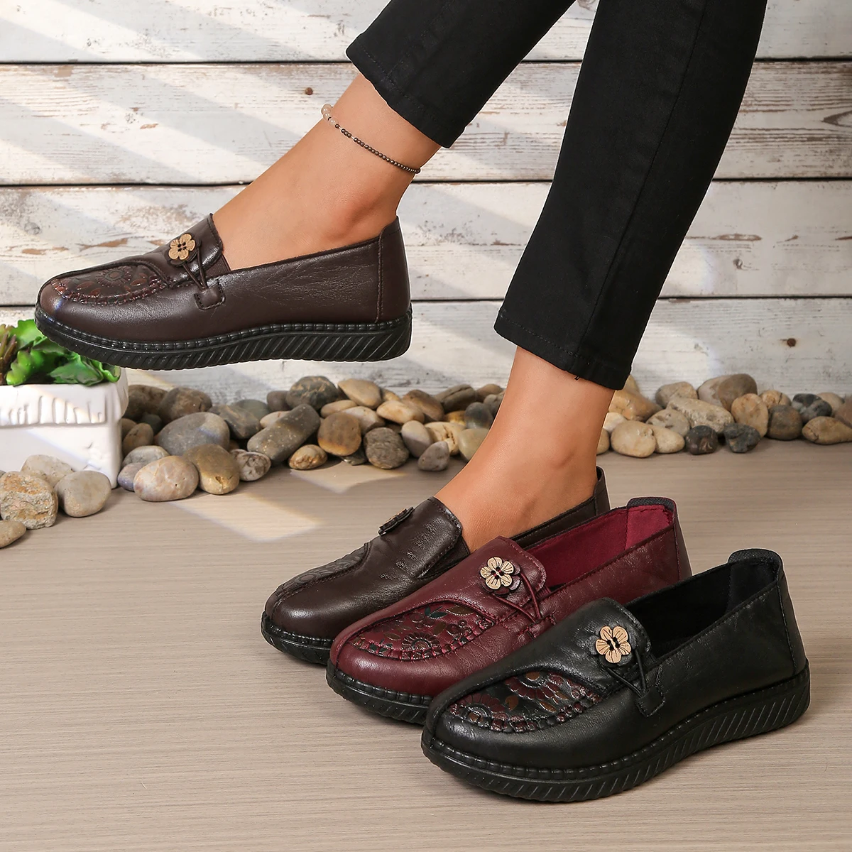 Women's Shoes Fresh and Gentle Chinese Style 2026 Women's Summer Shoes New Design Leather Shoes Free Shipping Shoes