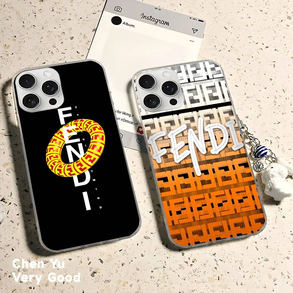 Funda de Teléfono con Logotipo F-fendi de Lujo para iPhone 17 Air 16 15 11 12 13 14 Pro Max, Satinada, Colorida y Brillante