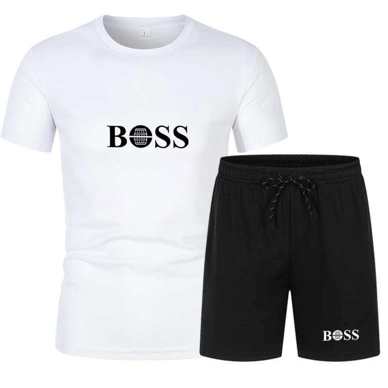 

2026 New Men's Fashionable High-Quality Short Sleeve T-Shirt And Shorts Two-Piece Set Breathable Casual Sportswear