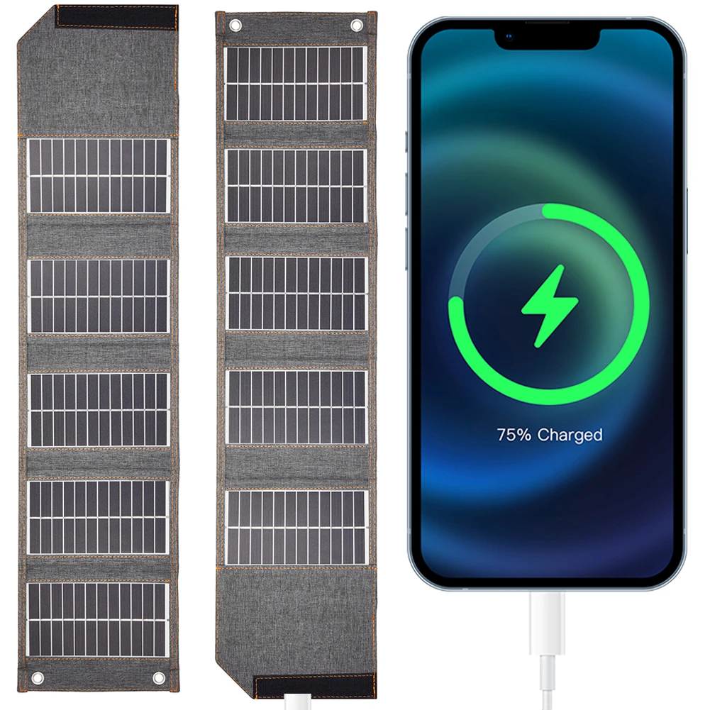 USB Portable Battery Charger High Conversion Efficiency 10W 5V Foldable Solar Panel Outdoor Power Bank 5-Fold for Hiking Travel
