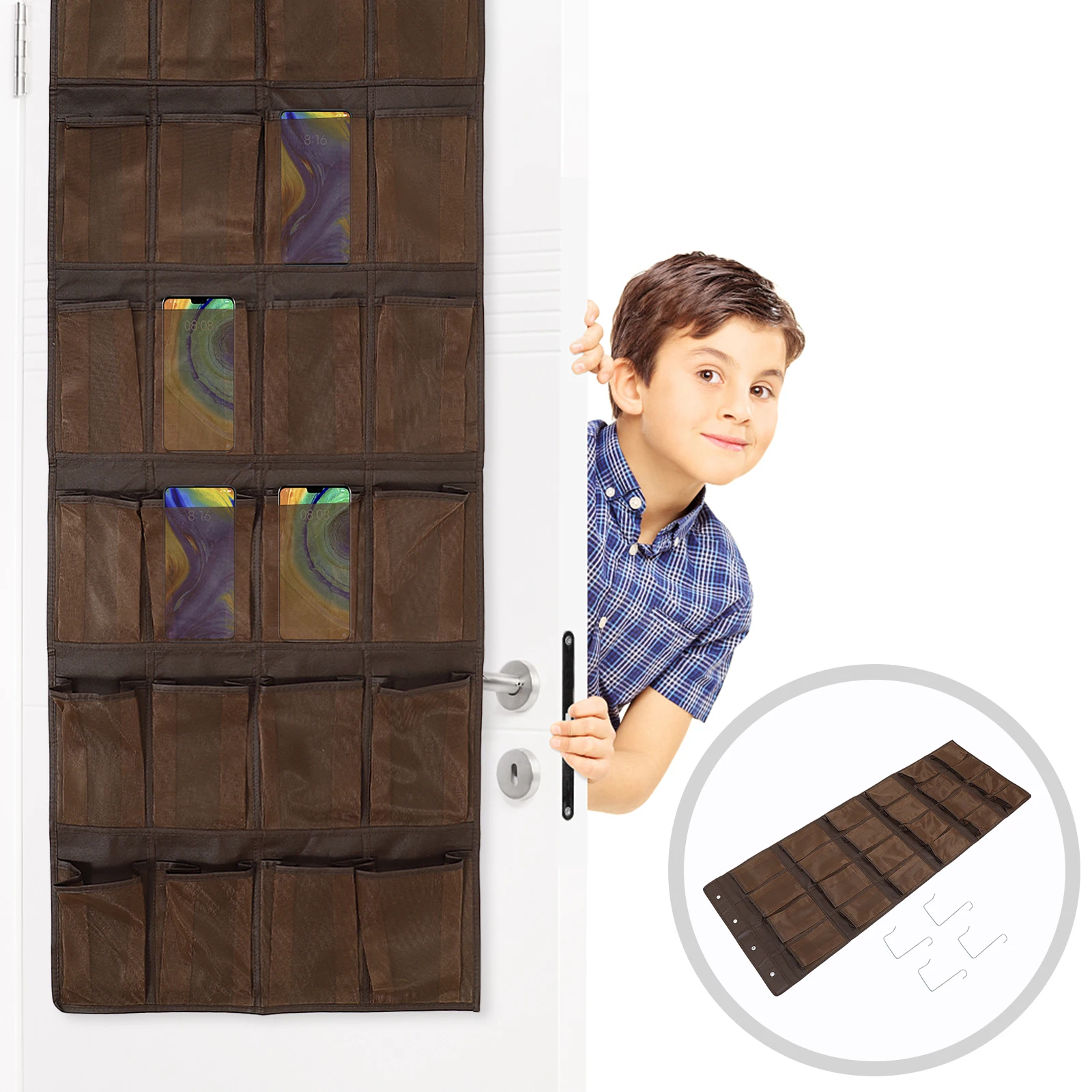 

1pc Multi-Pockets Hanging Storage Bag Wall-Mounted Cloth Organizer For Home Door Back Space Saving Wall Hanging Bag Sundries
