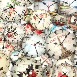 10pcs/lot Round Retro Clock Pocket Watch Pattern Glass Cabochon Glass flat beads for DIY Jewelry Making Findings and Components