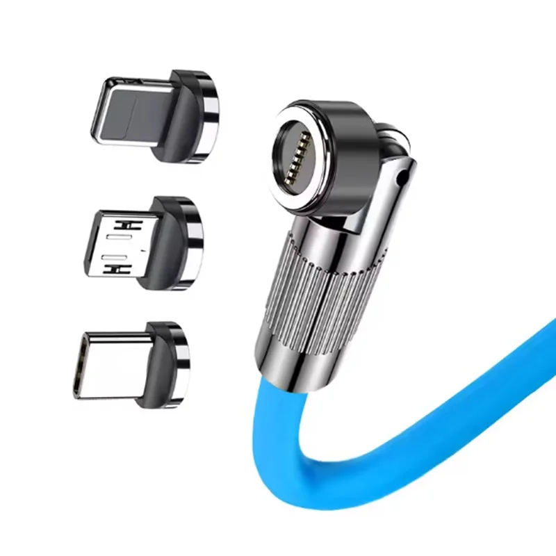 3in1 1m 2m 8-Pin 540 Rotate 120W 6A Magnetic Magnet Charger Phone Data Cable Wire Cord USB to Type C Micro Fast Charging Cable