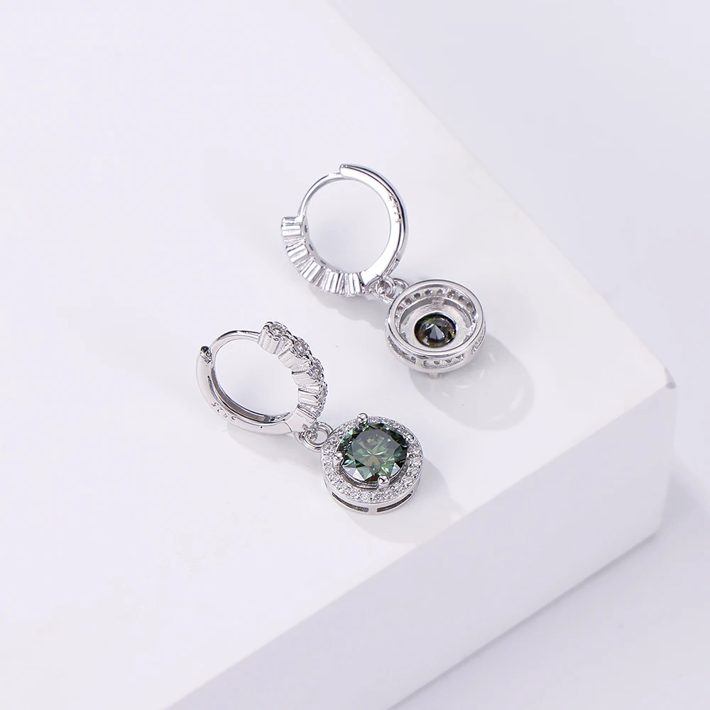 JoyceJelly 1ct colorful Moissanite Round Cut VVS D-color 925 Sterling Silver Earrings For Female Luxury Wedding Ear Jewelry