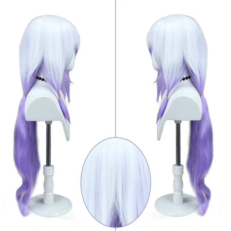 블랙 스완 코스프레 가발 긴 흰색 보라색 그라데이션 가발 코스프레 애니메이션 코스프레 가발 내열성 합성 가발
