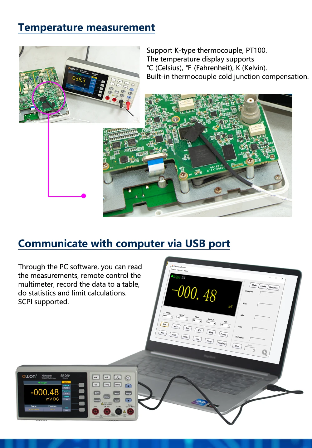 OWON XDM1041 XDM1241 4 1/2 Digitalmultimeter Tragbare Tischgerät True RMS DC/AC Strom Spannung USB Multimetro Tester Messgerät SCPI – Detail 9