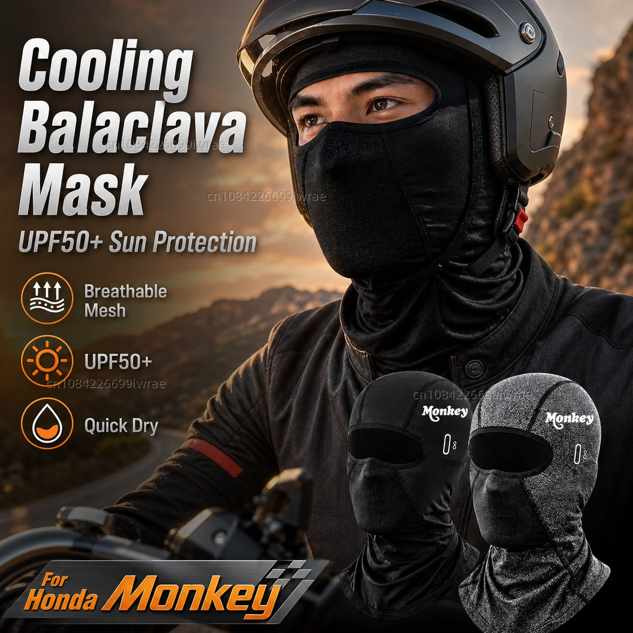 Cooling Motorcycle Balaclava Mask UPF50+ UV Protection Breathable Face Cover Summer For Honda Monkey Z-125 Z125 Z 125