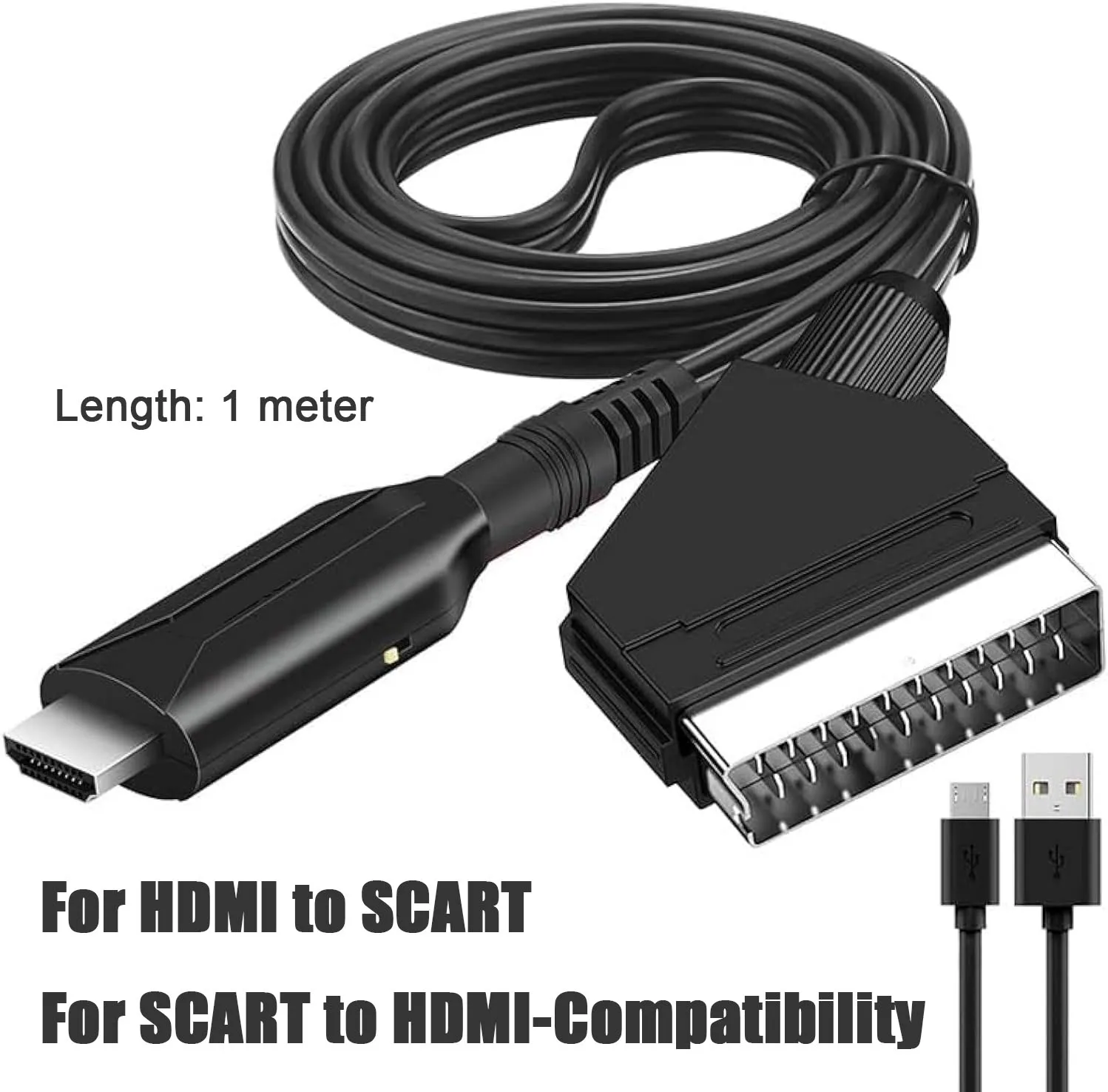 For HDMI to SCART Cable SCART to HDMI-Compatibility HD 1080P Video Audio Adapter Converter for HDTV STB VHS Xbox PS3 DVD Blu-Ray