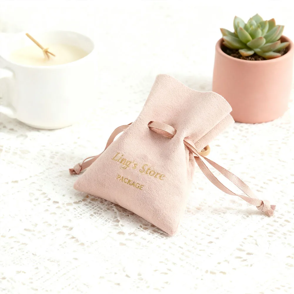 50개 맞춤형 로고 벨벳 보석 포장 끈 선물 가방 웨딩 답례품 크리스마스 파티 장식 속눈썹 메이크업 가방