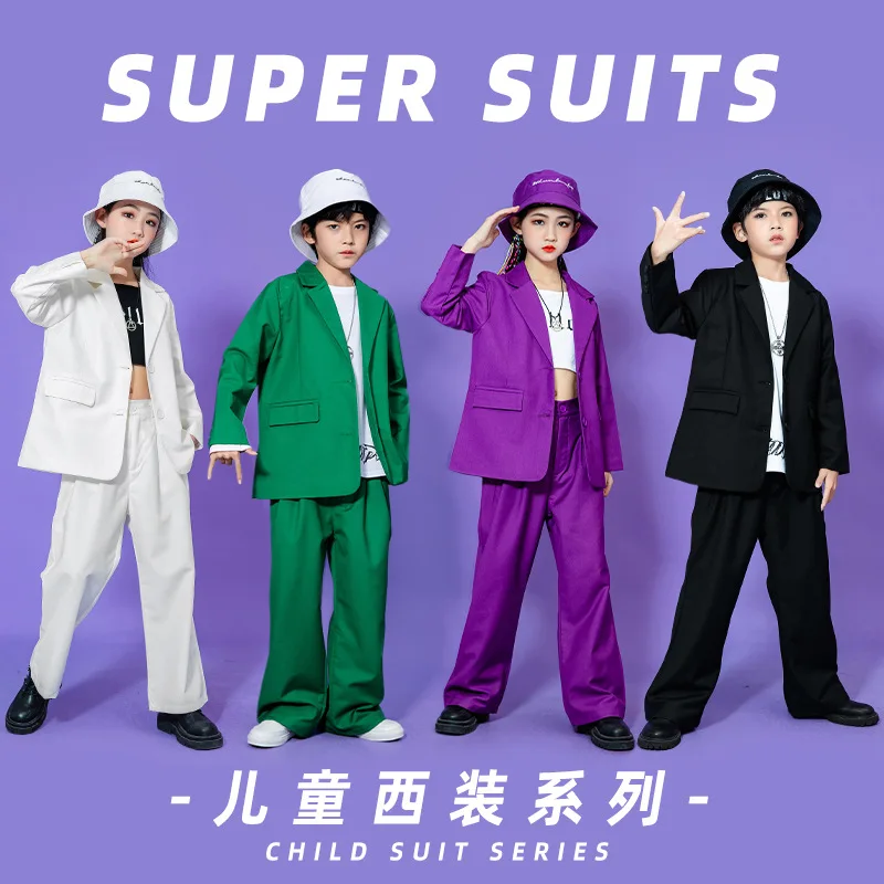 

Children Sets Street Dance Costume Pop Performance Dress Girls Jazz Boys Breatheable Hip-hop Clothes Loose Fitting Suit Jacket