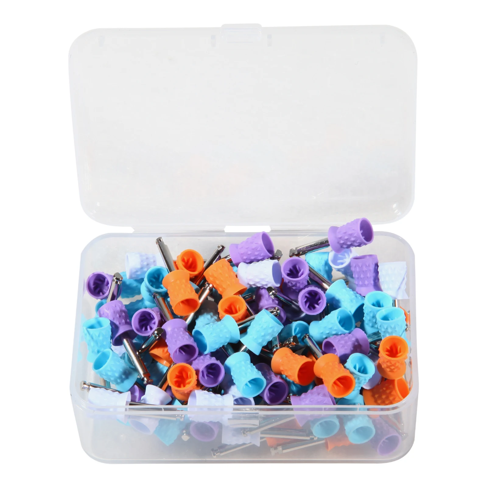 100Pcs/box Dental Prophy Disposable Tooth Polishing Cup Rubber With Point Spot /Tapered Shape Latch Type Mixed Colorful