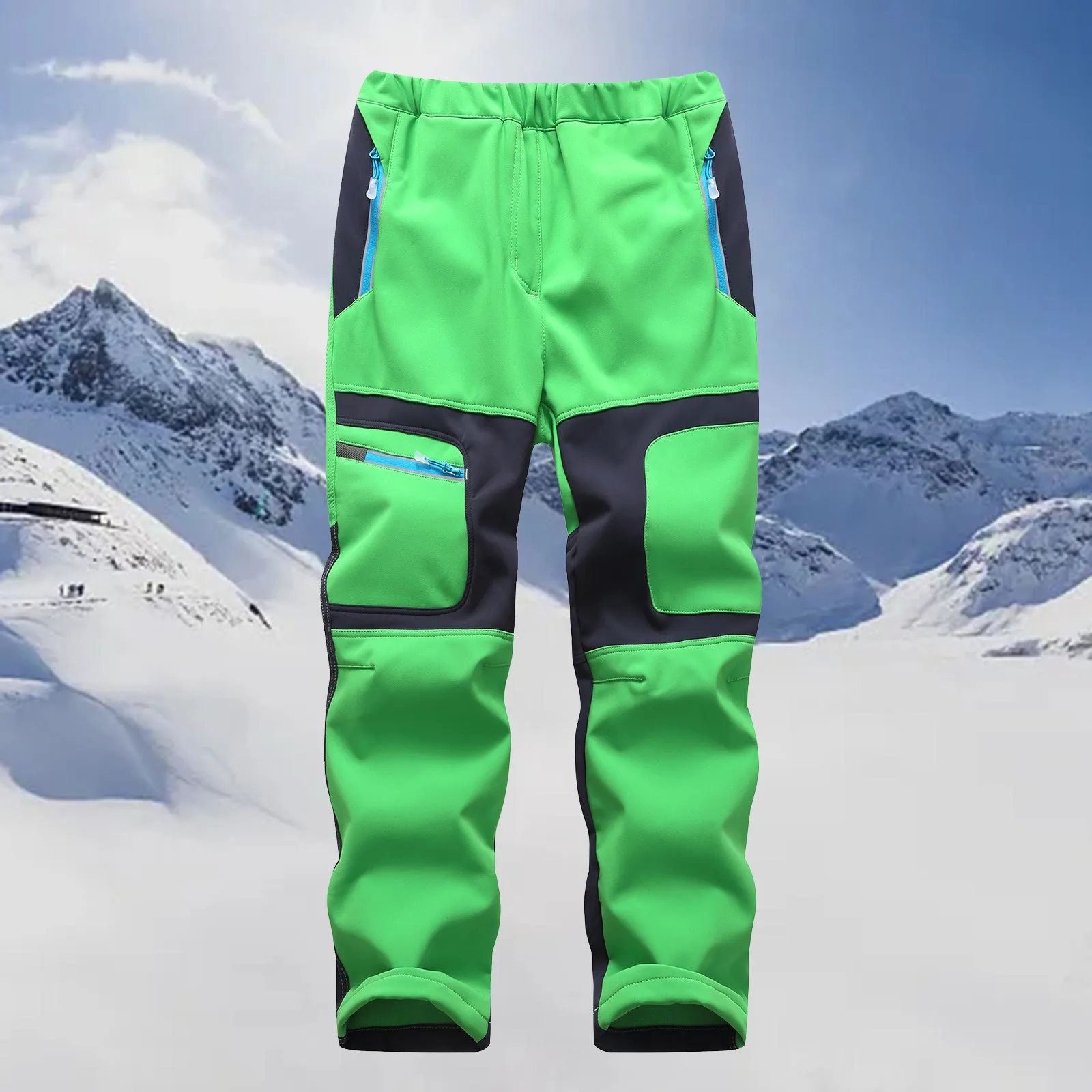 Children's Hiking Pants Waterproof Outdoor Boys Girls Sporty Warm Lined Fleece Long Trousers Soft Shell Kids Climbing Sweatpants