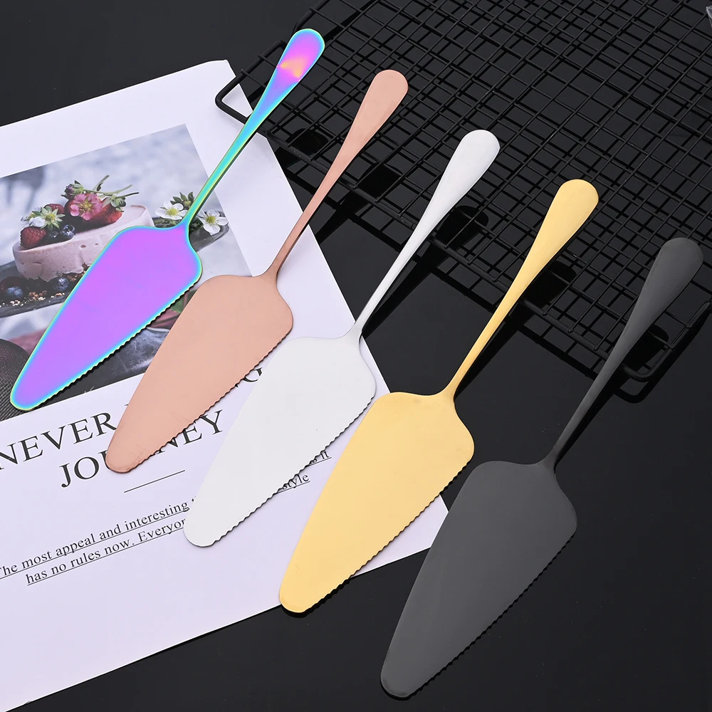 1Pcs Colorful Stainless Steel Serrated Edge Cake Server Blade Cutter Pie Pizza Shovel Cake Spatula Baking Tool Dropshipping