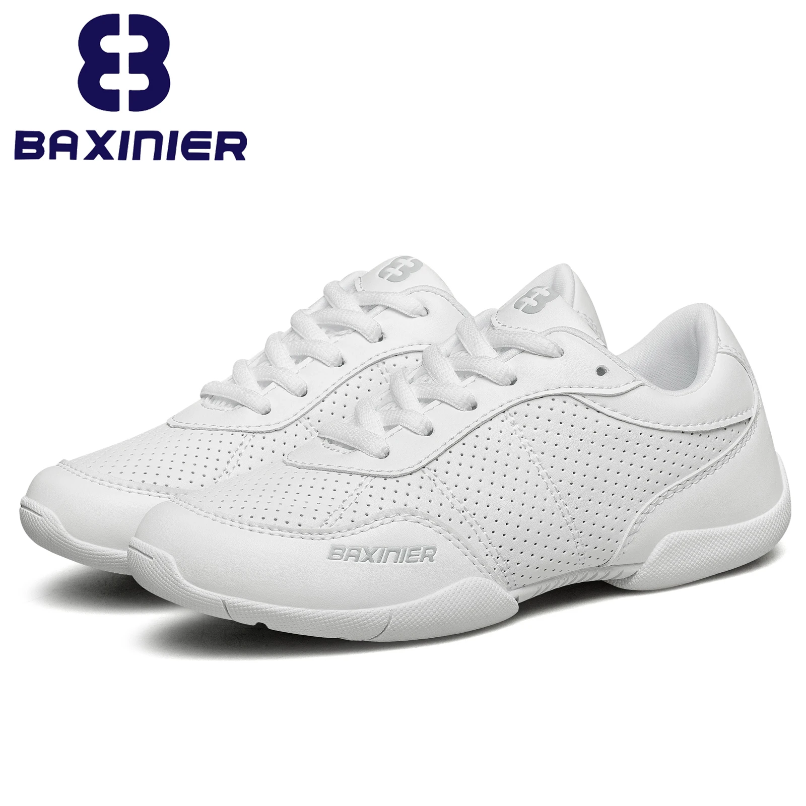 BAXINIER White Cheerleading Shoes for Girls Lightweight Competition Cheer Shoes Kids Cheer Sneakers Youth Dance Shoes