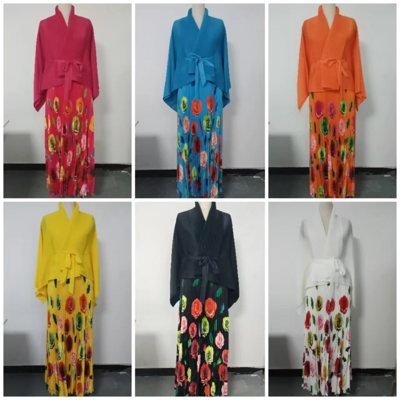 Ensemble de 2 pièces de soirée pour femmes, haut irrégulier avec ceinture + jupe longue à imprimé Floral, nouveaux vêtements d'automne 2025
