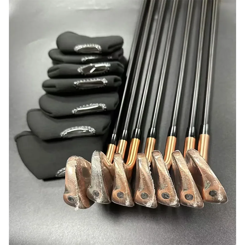 

STLF New Golf Irons Copper Color Set 456789P with Shaft and Grip Golf Club Iron Set 7pcs Head Cover
