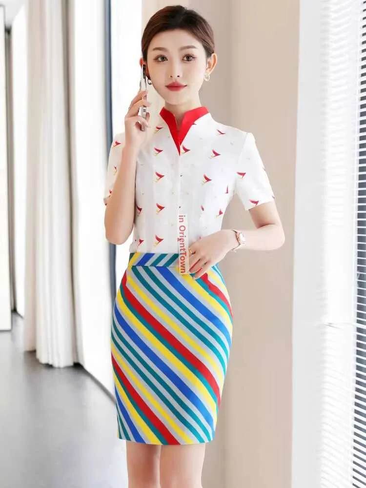 Hôtesse réception étiquette vêtements de travail Hong Kong Cathay Pacific uniforme agents de bord jupe professionnelle costumes in013