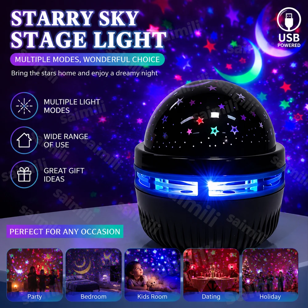 LED 星空ナイトライト USB スタームーンプロジェクターランプ 5V ホームルーム雰囲気装飾用