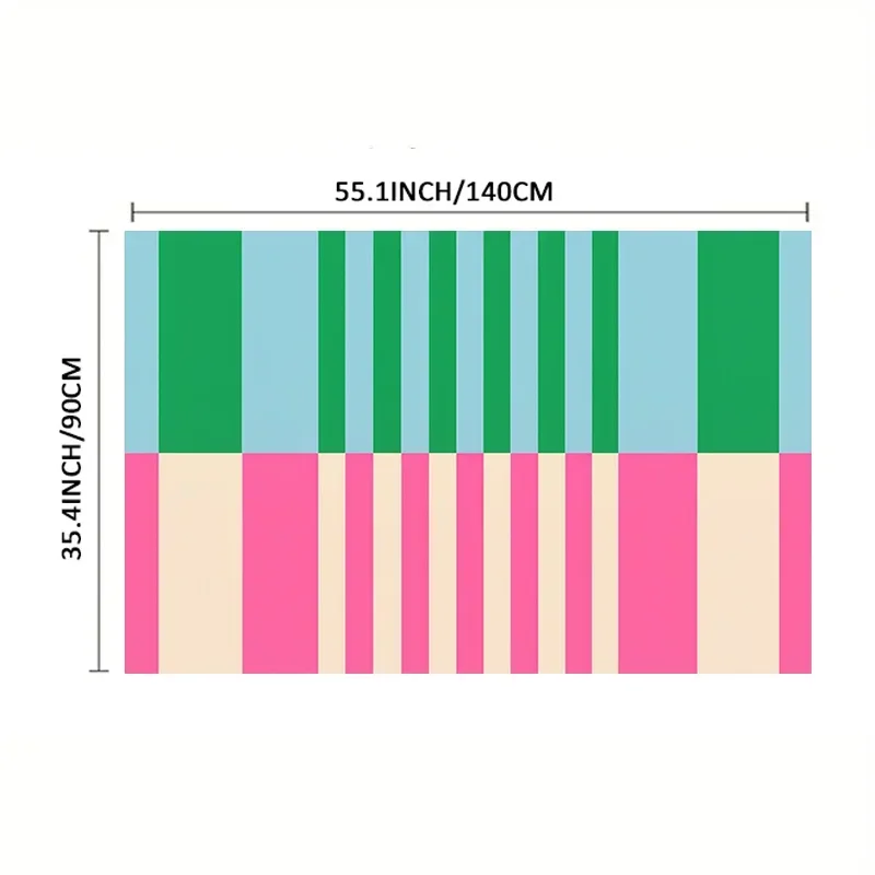 2D flat party tablecloth, 1 piece - Green, Blue and Pink three-color striped rectangular tableclothyzb