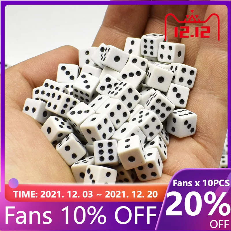 New Sale 8mm White Gaming Dice Standard Six Sided Decider Birthday Parties Board Game Funny Toy Tool Dices