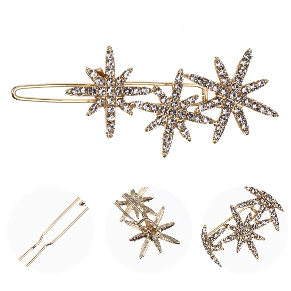 

Snowflake Hairpin Women Barrette Rhinestone Hairpins Barrettes Accessories Clips