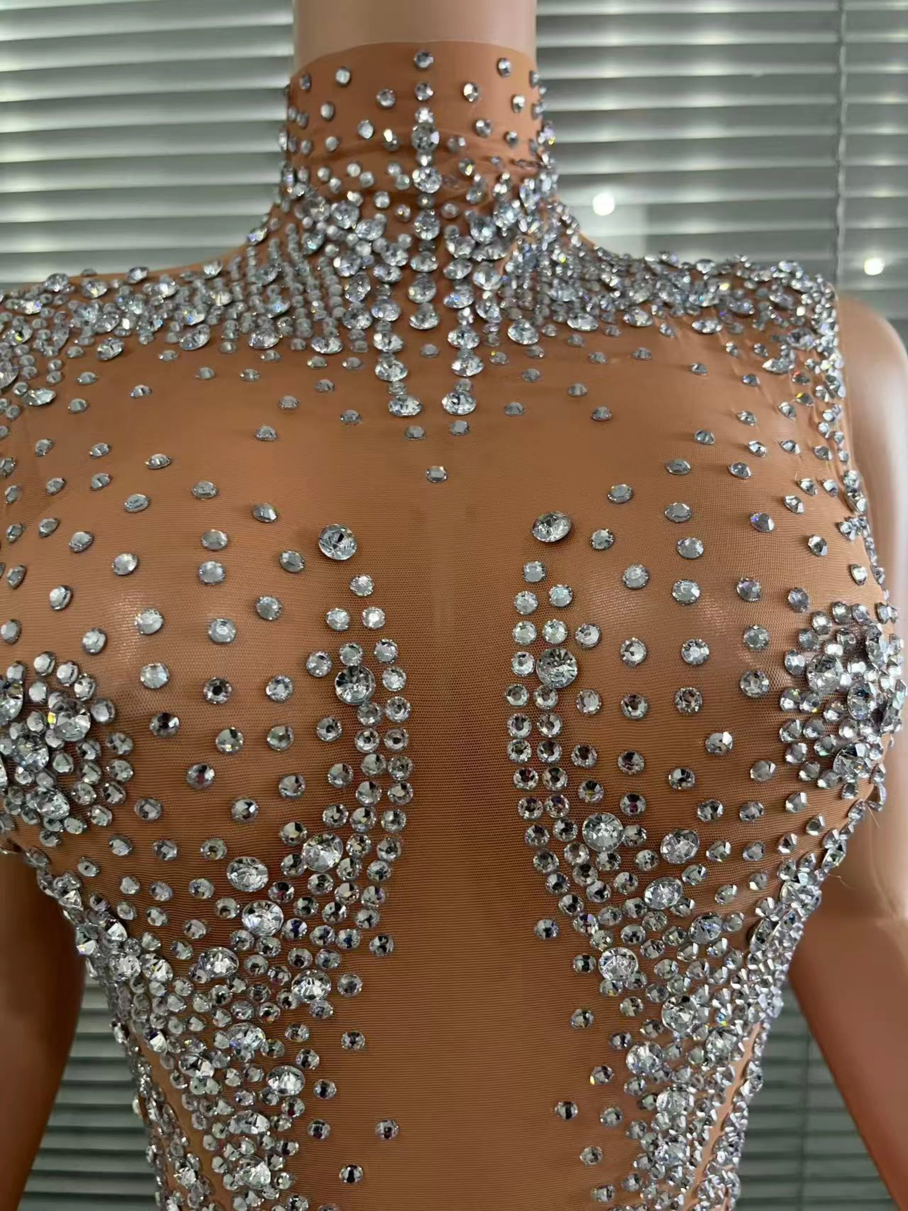 

Гламурные бриллианты, сексуальное боди без рукавов с перспективой, вечерний костюм для выступлений, коктейльная одежда для ночного клуба