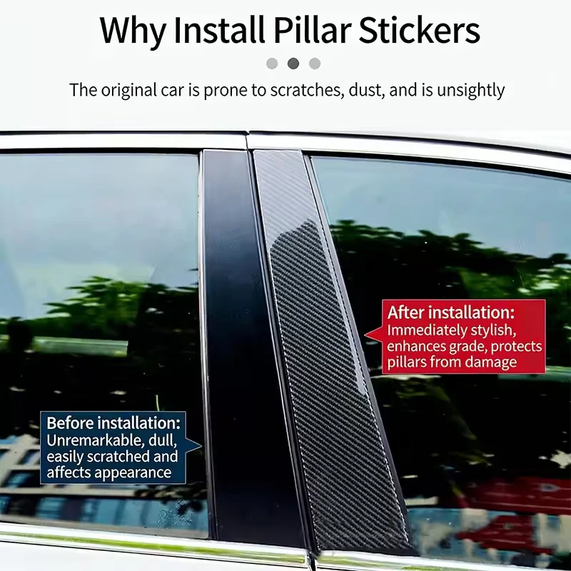 8PCS For Nissan Tiida Latio Versa Hatchback C11 2004~2012 Window Trim Cover Carbon B C Pillars Posts Stickers Cars Accessories view 3